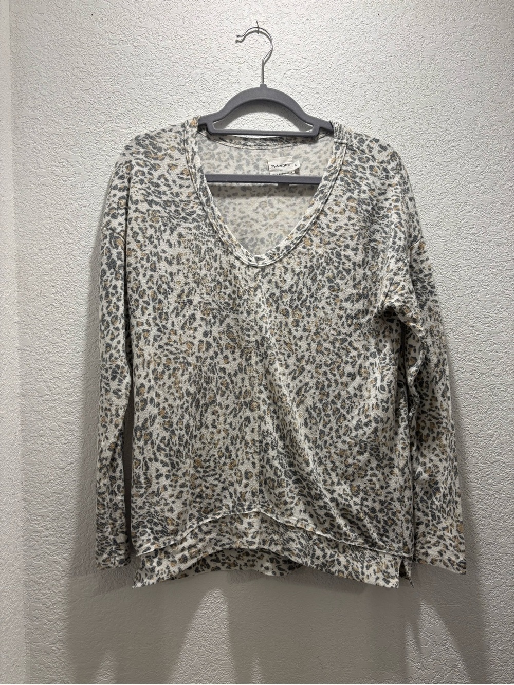 Michael Stars for Anthropologie Leopard Print Long-Sleeve V-Neck